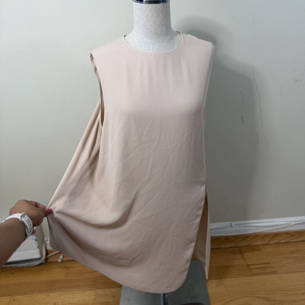 Aritzia Babaton Hopkins Blouse Pink L EUC Sleeveless Minimalist Drape Quiet Lux